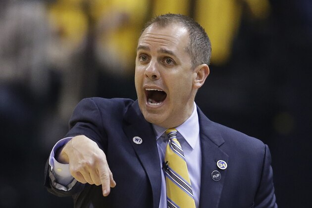 FILE - In this April 29. 2016 file photo, Indiana Pacers head coach Frank Vogel shouts instructions during the first half of Game 6 of an NBA first-round playoff basketball series against the Toronto Raptors, in Indianapolis. Frank Vogel will not return as Indiana Pacers coach next season.  Pacers President Larry Bird said Thursday, May 5, 2016,  the team will not renew Vogel’s contract for next season. (AP Photo/Darron Cummings, File)