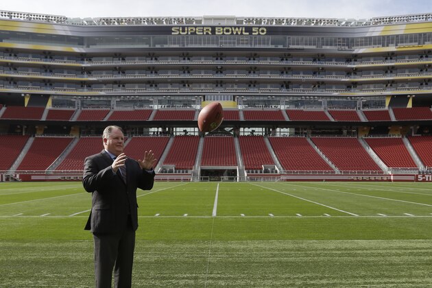 San Francisco 49ers head coach Chip Kelly catches a football on the field at Levi Stadium Wednesday, Jan. 20, 2016, in Santa Clara, Calif. (AP Photo/Ben Margot)