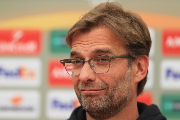 LIVERPOOL, ENGLAND - MAY 04:  Jurgen Klopp, manager of Liverpool talks during a press conference ahead of the UEFA Europa League Semi-Final Second Leg match against Villarreal at Melwood Training Ground on May 4, 2016 in Liverpool, England.  (Photo by Clint Hughes/Getty Images)