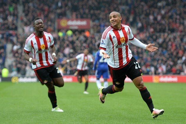 SUNDERLAND, ENGLAND - MAY 07:  Wahbi Khazri of Sunderland celebrates scoring his team's first goal during the Barclays Premier League match between Sunderland and Chelsea at the Stadium of Light on May 7, 2016 in Sunderland, United Kingdom.  (Photo by Gareth Copley/Getty Images)
