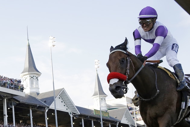 Mario Guitierrez rides Nyquist to victory during the 142nd running of the Kentucky Derby horse race at Churchill Downs Saturday, May 7, 2016, in Louisville, Ky. (AP Photo/David J. Phillip)