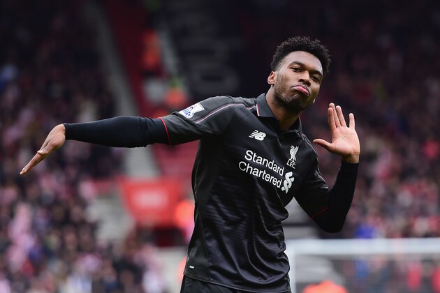 SOUTHAMPTON, ENGLAND - MARCH 20:  Daniel Sturridge of Liverpool (15) celebrates as he scores their second goal during the Barclays Premier League match between Southampton and Liverpool at St Mary's Stadium on March 20, 2016 in Southampton, United Kingdom.  (Photo by Alex Broadway/Getty Images)