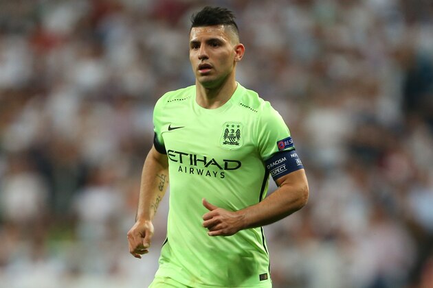 MADRID, SPAIN - MAY 04:  Sergio Aguero of Manchester City during the UEFA Champions League Semi Final second leg match between Real Madrid and Manchester City FC at Estadio Santiago Bernabeu on May 4, 2016 in Madrid, Spain.  (Photo by Catherine Ivill - AMA/Getty Images)
