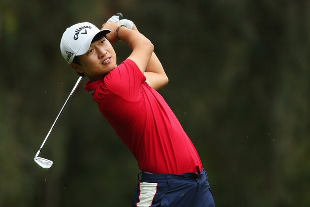 RABAT, MOROCCO - MAY 08:  Jeunghun Wang of Korea plays his second shot on the 18th hole during the fourth and final round of the Trophee Hassan II at Royal Golf Dar Es Salam on May 8, 2016 in Rabat, Morocco.  (Photo by Andrew Redington/Getty Images)