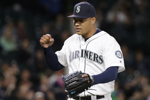 Seattle Mariners starting pitcher Taijuan Walker in action against the Houston Astros in a baseball game Monday, April 25, 2016, in Seattle. (AP Photo/Elaine Thompson)