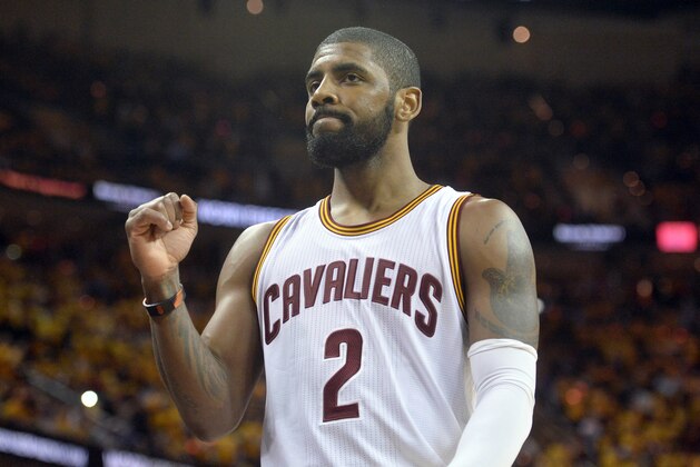 May 2, 2016; Cleveland, OH, USA; Cleveland Cavaliers guard Kyrie Irving (2) during the second half in game one of the second round of the NBA Playoffs at Quicken Loans Arena. The Cavs won 104-93. Mandatory Credit: Ken Blaze-USA TODAY Sports