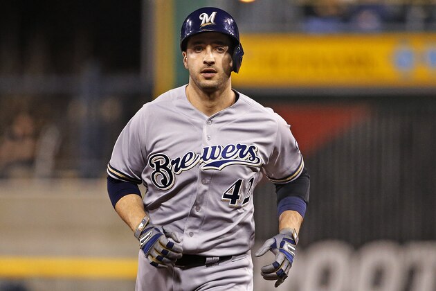 Milwaukee Brewers' Ryan Braun rounds third after hitting a two-run home run off Pittsburgh Pirates starting pitcher Kyle Lobstein during the sixth inning of a baseball game in Pittsburgh, Friday, April 15, 2016. (AP Photo/Gene J. Puskar) Milwaukee Brewers' Ryan Braun rounds third after hitting a two-run home run off Pittsburgh Pirates starting pitcher Kyle Lobstein during the sixth inning of a baseball game in Pittsburgh, Friday, April 15, 2016. (AP Photo/Gene J. Puskar)