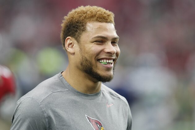 Injured Arizona Cardinals free safety Tyrann Mathieu watches warm ups prior to an NFL football game against the Seattle Seahawks, Sunday, Jan. 3, 2016, in Glendale, Ariz. (AP Photo/Rick Scuteri) Injured Arizona Cardinals free safety Tyrann Mathieu watches warm ups prior to an NFL football game against the Seattle Seahawks, Sunday, Jan. 3, 2016, in Glendale, Ariz. (AP Photo/Rick Scuteri)