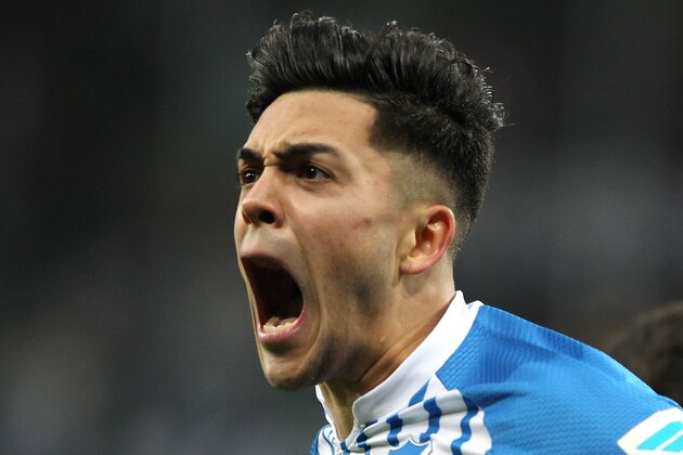 Hoffenheim's midfielder Nadiem Amiri celebrates scoring the 3-1 goal during the German first division Bundesliga football match TSG 1899 Hoffenheim vs Borussia Moenchengladbach in Sinsheim, southern Germany, on November 28, 2015. / AFP / DANIEL ROLAND (Photo credit should read DANIEL ROLAND/AFP/Getty Images) Hoffenheim's midfielder Nadiem Amiri celebrates scoring the 3-1 goal during the German first division Bundesliga football match TSG 1899 Hoffenheim vs Borussia Moenchengladbach in Sinsheim, southern Germany, on November 28, 2015. / AFP / DANIEL ROLAND (Photo credit should read DANIEL ROLAND/AFP/Getty Images)