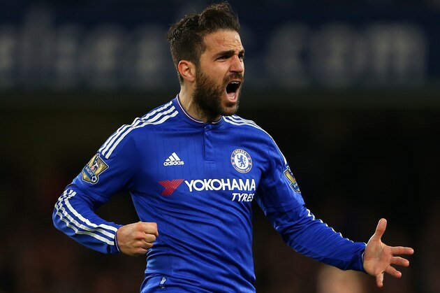 LONDON, ENGLAND - MAY 02 :  Cesc Fabregas of Chelsea celebrates during the Barclays Premier League match between Chelsea and Tottenham Hotspur at Stamford Bridge on May 2, 2016 in London, England.  (Photo by Catherine Ivill - AMA/Getty Images)