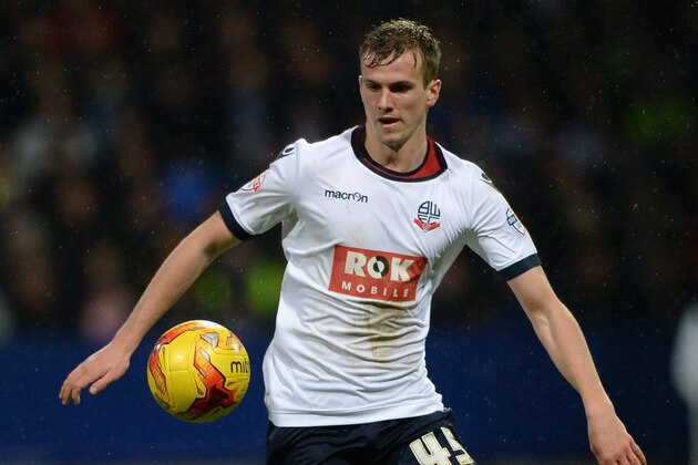 BOLTON, ENGLAND - JANUARY 02:  Rob Holding of Bolton during the Sky Bet Championship match between Bolton Wanderers and Huddersfield Town at the Macron Stadium on January 2, 2016 in Bolton, United Kingdom.  (Photo by Gareth Copley/Getty Images)