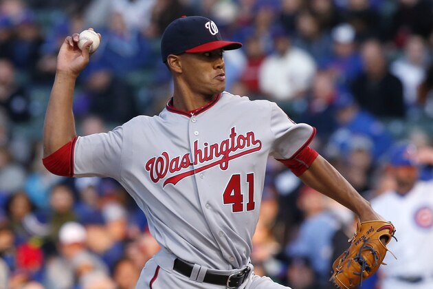 Washington Nationals starter Joe Ross throws against the Chicago Cubs during the first inning of a baseball game Thursday, May 5, 2016, in Chicago. (AP Photo/Nam Y. Huh)