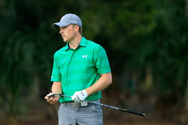 PONTE VEDRA BEACH, FL - MAY 10:  Jordan Spieth waits in a fairway during a practice round prior to the start of the THE PLAYERS Championship on the Stadium Course at TPC Sawgrass on May 10, 2016 in Ponte Vedra Beach, Florida.  (Photo by Scott Halleran/Getty Images)