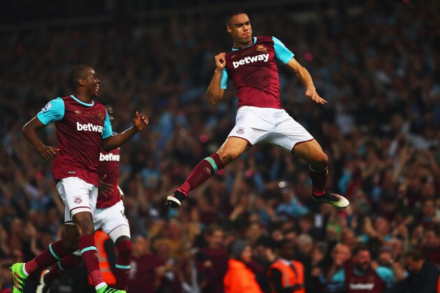 LONDON, ENGLAND - MAY 10:  Winston Reid of West Ham United celebrates as he scores their third goal during the Barclays Premier League match between West Ham United and Manchester United at the Boleyn Ground on May 10, 2016 in London, England. West Ham United are playing their last ever home match at the Boleyn Ground after their 112 year stay at the stadium. The Hammers will move to the Olympic Stadium for the 2016-17 season.  (Photo by Julian Finney/Getty Images)
