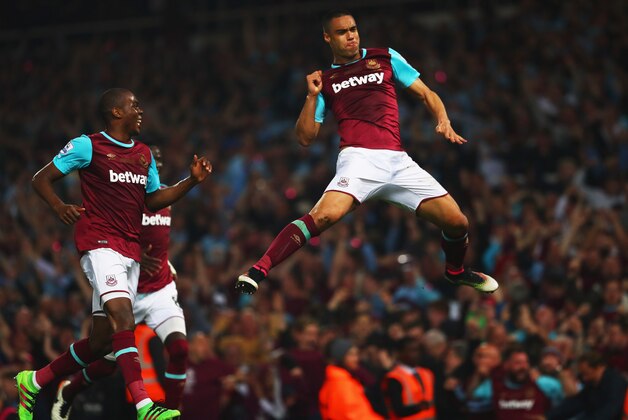 LONDON, ENGLAND - MAY 10:  Winston Reid of West Ham United celebrates as he scores their third goal during the Barclays Premier League match between West Ham United and Manchester United at the Boleyn Ground on May 10, 2016 in London, England. West Ham United are playing their last ever home match at the Boleyn Ground after their 112 year stay at the stadium. The Hammers will move to the Olympic Stadium for the 2016-17 season.  (Photo by Julian Finney/Getty Images)