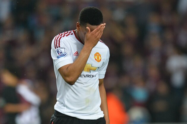 Manchester United's French striker Anthony Martial reacts after losing the English Premier League football match between West Ham United and Manchester United at The Boleyn Ground in Upton Park, in east London on May 10, 2016. / AFP / GLYN KIRK / RESTRICTED TO EDITORIAL USE. No use with unauthorized audio, video, data, fixture lists, club/league logos or 'live' services. Online in-match use limited to 75 images, no video emulation. No use in betting, games or single club/league/player publications. / (Photo credit should read GLYN KIRK/AFP/Getty Images) Manchester United's French striker Anthony Martial reacts after losing the English Premier League football match between West Ham United and Manchester United at The Boleyn Ground in Upton Park, in east London on May 10, 2016. / AFP / GLYN KIRK / RESTRICTED TO EDITORIAL USE. No use with unauthorized audio, video, data, fixture lists, club/league logos or 'live' services. Online in-match use limited to 75 images, no video emulation. No use in betting, games or single club/league/player publications. / (Photo credit should read GLYN KIRK/AFP/Getty Images)