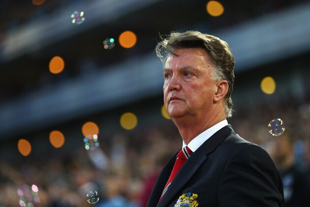 LONDON, UNITED KINGDOM - MAY 10:  Louis van Gaal manager of Manchester United looks on prior to the Barclays Premier League match between West Ham United and Manchester United at the Boleyn Ground on May 10, 2016 in London, England. West Ham United are playing their last ever home match at the Boleyn Ground after their 112 year stay at the stadium. The Hammers will move to the Olympic Stadium for the 2016-17 season.  (Photo by Paul Gilham/Getty Images)