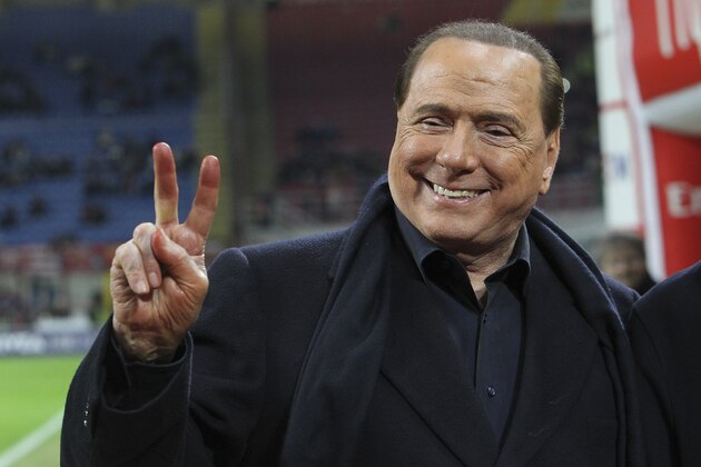 MILAN, ITALY - MARCH 20:  AC Milan president Silvio Berlusconi gestures before the Serie A match between AC Milan and SS Lazio at Stadio Giuseppe Meazza on March 20, 2016 in Milan, Italy.  (Photo by Marco Luzzani/Getty Images)