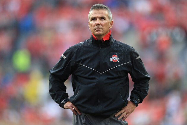 COLUMBUS, OH - SEPTEMBER 19: Head Coach Urban Meyer of Ohio State Buckeyes against the Northern Illinois Huskies at Ohio Stadium on September 19, 2015 in Columbus, Ohio.  (Photo by Andrew Weber/Getty Images)