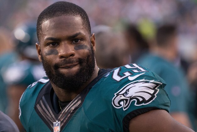 Dec 13, 2015; Philadelphia, PA, USA; Philadelphia Eagles running back DeMarco Murray (29) looks on from the sidelines during a break in the second half against the Buffalo Bills at Lincoln Financial Field. The Eagles won 23-20. Mandatory Credit: Bill Streicher-USA TODAY Sports