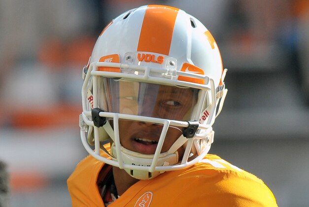 Sep 12, 2015; Knoxville, TN, USA; Tennessee Volunteers quarterback Joshua Dobbs (11) during warm up prior to the game against the Oklahoma Sooners at Neyland Stadium. Mandatory Credit: Jim Brown-USA TODAY Sports