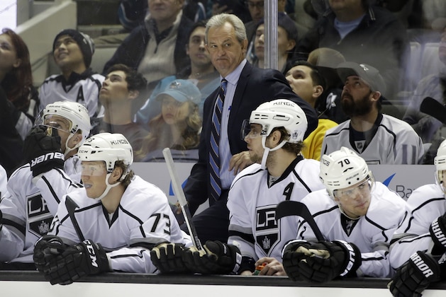 Los Angeles Kings head coach Darryl Sutter during an NHL hockey game against the San Jose Sharks Sunday, Jan. 24, 2016, in San Jose, Calif. (AP Photo/Marcio Jose Sanchez)