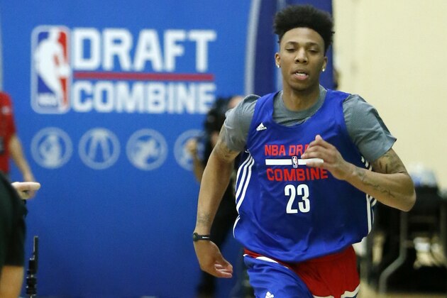 Malachi Richardson, from Syracuse, participates in the NBA draft basketball combine, Thursday, May 12, 2016, in Chicago. (AP Photo/Charles Rex Arbogast)