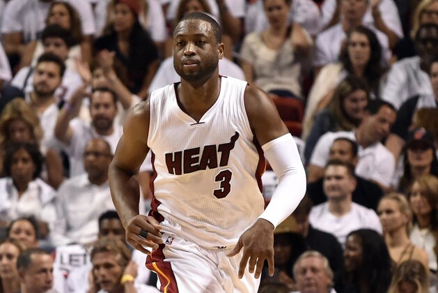 May 13, 2016; Miami, FL, USA; Miami Heat guard Dwyane Wade (3) dribbles the ball against the Toronto Raptors during the third quarter in game six of the second round of the NBA Playoffs at American Airlines Arena. Mandatory Credit: Steve Mitchell-USA TODAY Sports