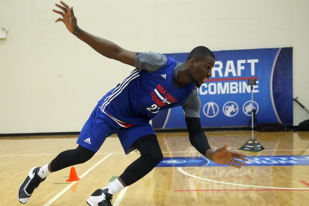 Ben Bentil, from Providence, participates in the NBA draft basketball combine Friday, May 13, 2016, in Chicago. (AP Photo/Charles Rex Arbogast)