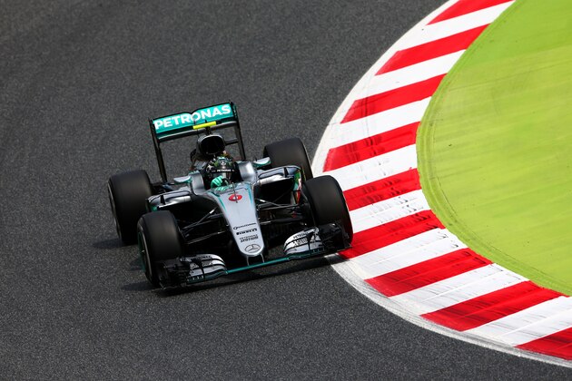 MONTMELO, SPAIN - MAY 13: Nico Rosberg of Germany driving the (6) Mercedes AMG Petronas F1 Team Mercedes F1 WO7 Mercedes PU106C Hybrid turbo on track  during practice for the Spanish Formula One Grand Prix at Circuit de Catalunya on May 13, 2016 in Montmelo, Spain.  (Photo by Dan Istitene/Getty Images)