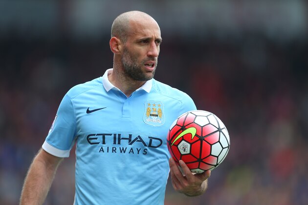 BOURNEMOUTH, ENGLAND - APRIL 02:  Pablo Zabaleta of Manchester City during the Barclays Premier League match between AFC Bournemouth and Manchester City at Vitality Stadium on April 2, 2016 in Bournemouth, England.  (Photo by Catherine Ivill - AMA/Getty Images)