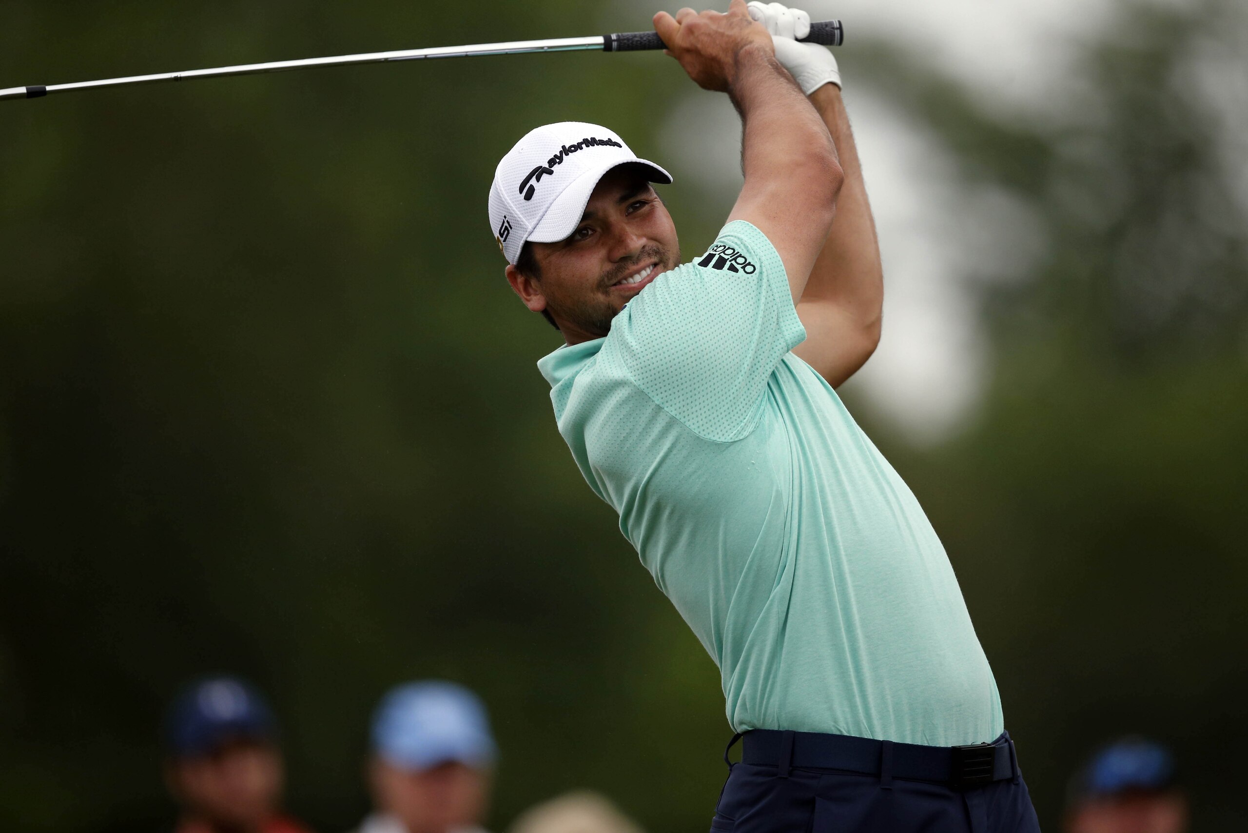 Jason Day of Australia hits a tee shot on the 17th tee during the final round of the PGA Zurich Classic golf tournament at TPC Louisiana in Avondale, La., Monday, May 2, 2016. The tournament was shortened to 54 holes due to lengthy rain delays all weekend. (AP Photo/Gerald Herbert)