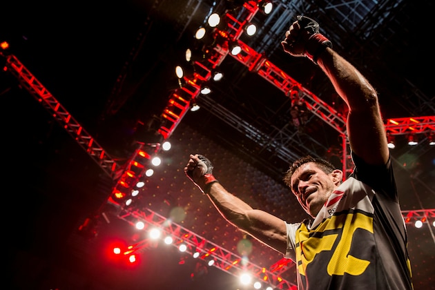 CURITIBA, BRAZIL - MAY 14: Demian Maia of Brazil celebrates after defeating Matt Brown of the United States in their welterweight bout during the UFC 198 at Arena da Baixada stadium on May 14, 2016 in Curitiba, Brazil. (Photo by Buda Mendes/Zuffa LLC/Zuffa LLC via Getty Images)