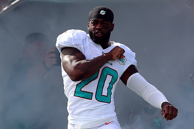 Dec 27, 2015; Miami Gardens, FL, USA; Miami Dolphins strong safety Reshad Jones (20) is introduced before a game against the Indianapolis Colts at Sun Life Stadium. Mandatory Credit: Steve Mitchell-USA TODAY Sports