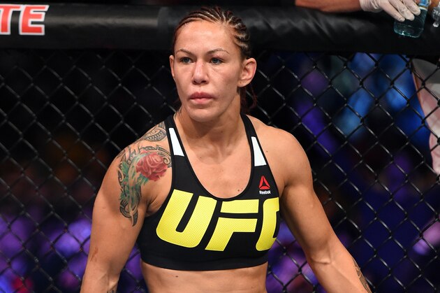 CURITIBA, BRAZIL - MAY 14:  Cristiane 'Cyborg' Justino of Brazil stands in her corner before facing Leslie Smith in their women's catchweight bout during the UFC 198 event at Arena da Baixada stadium on May 14, 2016 in Curitiba, Parana, Brazil.  (Photo by Josh Hedges/Zuffa LLC/Zuffa LLC via Getty Images)