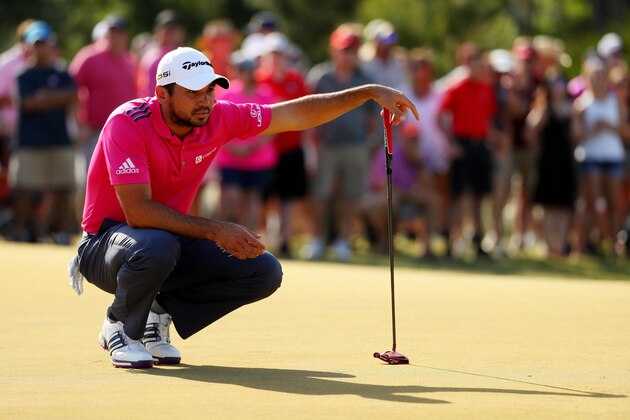 PONTE VEDRA BEACH, FL - MAY 15:  Jason Day of Australia lines up a putt on the 13th green during the final round of THE PLAYERS Championship at the Stadium course at TPC Sawgrass on May 15, 2016 in Ponte Vedra Beach, Florida.  (Photo by Mike Ehrmann/Getty Images)