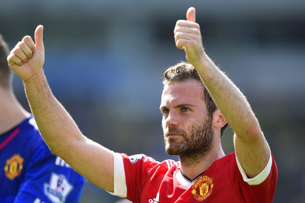 NORWICH, ENGLAND - MAY 07:  Juan Mata of Manchester United celebrates his team's 1-0 win in the Barclays Premier League match between Norwich City and Manchester United at Carrow Road on May 7, 2016 in Norwich, England.  (Photo by Mike Hewitt/Getty Images)