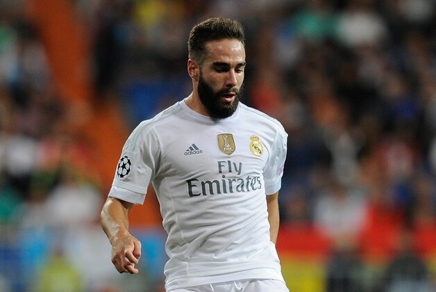 MADRID, SPAIN - SEPTEMBER 15:  Dani Carvajal of Real Madrid in action during the UEFA Champions League Group A match between Real Madrid and Shakhtar Donetsk at estadio Santiago Bernabeu on September 15, 2015 in Madrid, Spain.  (Photo by Denis Doyle/Getty Images)
