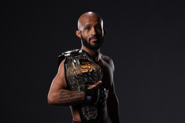 LAS VEGAS, NV - APRIL 23: UFC flyweight champion Demetrious Johnson poses for a portrait during the UFC 197 event inside MGM Grand Garden Arena on April 23, 2016 in Las Vegas, Nevada. (Photo by Mike Roach/Zuffa LLC/Zuffa LLC via Getty Images) LAS VEGAS, NV - APRIL 23: UFC flyweight champion Demetrious Johnson poses for a portrait during the UFC 197 event inside MGM Grand Garden Arena on April 23, 2016 in Las Vegas, Nevada. (Photo by Mike Roach/Zuffa LLC/Zuffa LLC via Getty Images)