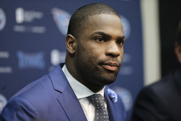 Tennessee Titans running back DeMarco Murray speaks at a news conference Thursday, March 10, 2016, in Nashville, Tenn. The Titans acquired Murray in a trade with the Philadelphia Eagles. (AP Photo/Mark Humphrey)