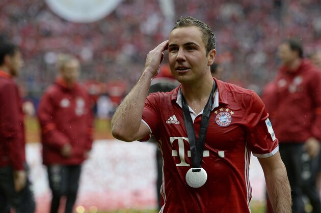 MUNICH, GERMANY - MAY 14: Mario Goetze of Muenchen celebrates after the Bundesliga match between FC Bayern Muenchen and Hannover 96 at Allianz Arena on May 14, 2016 in Munich, Germany. (Photo by Daniel Kopatsch/Getty Images For MAN)