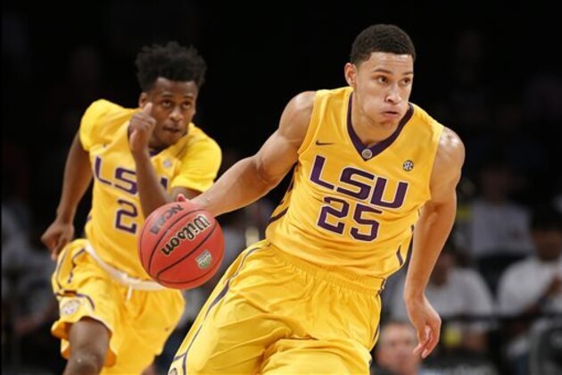 FILE - In this Nov. 24, 2015, file photo, LSU forward Ben Simmons (25) drives downcourt as teammate Antonio Blakeney (2) follows in the first half of an NCAA college basketball game against North Carolina State in New York. For all of his gaudy numbers, Simmons is still trying to figure out the best way to put the Tigers in position to win. And now the schedule gets harder, starting with Tuesday night's, Dec. 29, 2015, tilt against Wake Forest, followed by the opening of Southeastern Conference play against Vanderbilt and No. 10 Kentucky. (AP Photo/Kathy Willens, File) FILE - In this Nov. 24, 2015, file photo, LSU forward Ben Simmons (25) drives downcourt as teammate Antonio Blakeney (2) follows in the first half of an NCAA college basketball game against North Carolina State in New York. For all of his gaudy numbers, Simmons is still trying to figure out the best way to put the Tigers in position to win. And now the schedule gets harder, starting with Tuesday night's, Dec. 29, 2015, tilt against Wake Forest, followed by the opening of Southeastern Conference play against Vanderbilt and No. 10 Kentucky. (AP Photo/Kathy Willens, File)