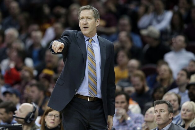 Phoenix Suns head coach Jeff Hornacek watches in the first half of an NBA basketball game against the Cleveland Cavaliers, Wednesday, Jan. 27, 2016, in Cleveland. (AP Photo/Tony Dejak)