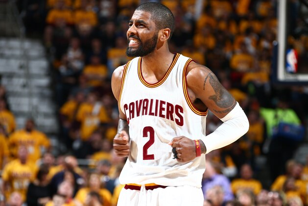 CLEVELAND, OH - MAY 17: Kyrie Irving #2 of the Cleveland Cavaliers is seen against the Toronto Raptors in Game One of the Eastern Conference Finals during the 2016 NBA Playoffs on May 17, 2016 at Quicken Loans Arena in Cleveland, Ohio.  NOTE TO USER: User expressly acknowledges and agrees that, by downloading and or using this Photograph, user is consenting to the terms and conditions of the Getty Images License Agreement. Mandatory Copyright Notice: Copyright 2016 NBAE (Photo by Nathaniel S. Butler/NBAE via Getty Images)