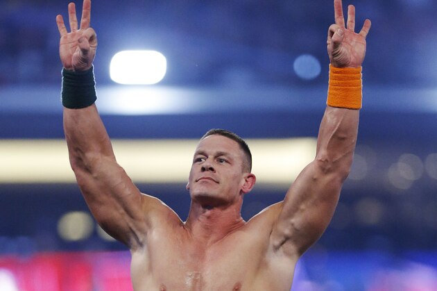 IMAGE DISTRIBUTED FOR WWE - WWE superstar John Cena makes a special appearance at WrestleMania 32 at AT&T Stadium on Sunday, April 3, 2016, in Arlington, Texas. (Brandon Wade/AP Images for WWE)