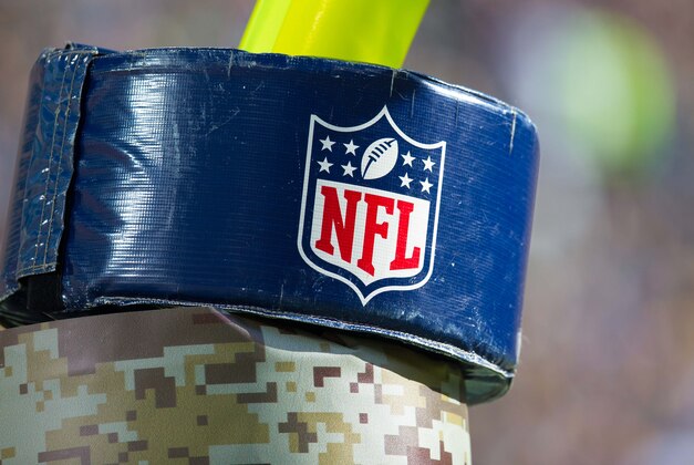 Nov 15, 2015; Green Bay, WI, USA; The NFL Logo on goal post padding during the game between the Detroit Lions and Green Bay Packers at Lambeau Field.  Detroit won 18-16.  Mandatory Credit: Jeff Hanisch-USA TODAY Sports