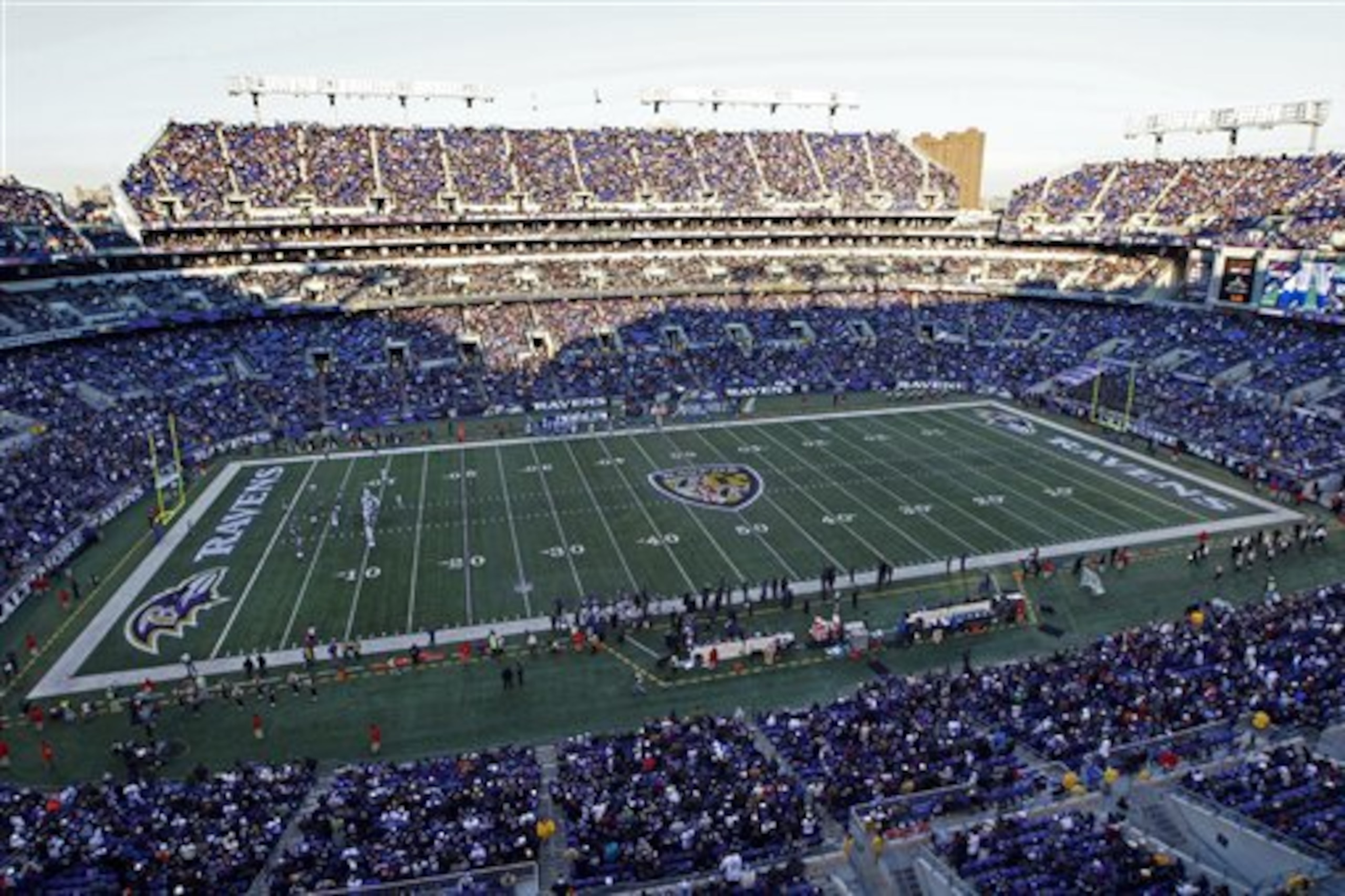 A general view of M&T Bank Stadium in the second half of an NFL football game between the Baltimore Ravens and the Indianapolis Colts in Baltimore, Sunday, Dec. 11, 2011. (AP Photo/Patrick Semansky)