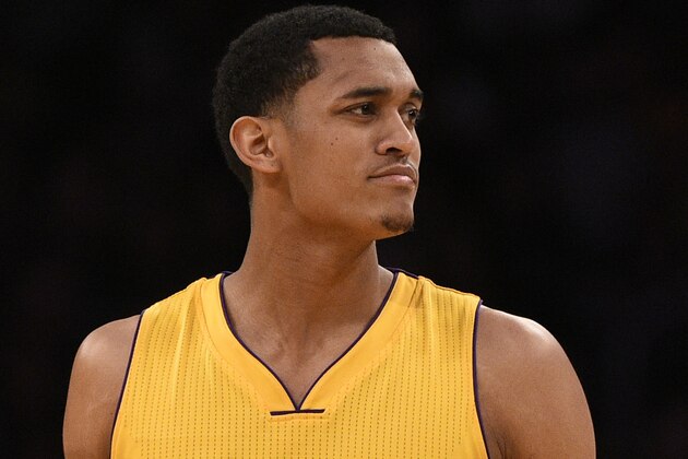 Los Angeles Lakers guard Jordan Clarkson (6) in action during the second half of an NBA basketball game against the Memphis Grizzlies in Los Angeles, Tuesday, March 22, 2016. The Los Angeles Lakers won 107-100. (AP Photo/Kelvin Kuo)
