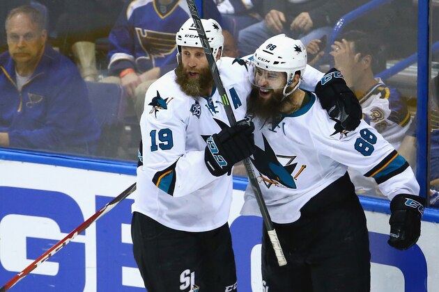 ST LOUIS, MO - MAY 17: Brent Burns ST LOUIS, MO - MAY 17: Brent Burns