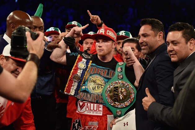 LAS VEGAS, NEVADA - MAY 07:  Canelo Alvarez poses with the WBC Middleweight belt during the WBC middleweight title fight at T-Mobile Arena on May 7, 2016 in Las Vegas, Nevada.  (Photo by David Becker/Getty Images)